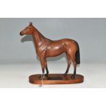 A BESWICK CONNOISSEUR MODEL OF RED RUM, model no 2510, matt, second quality, on a titled oval wooden