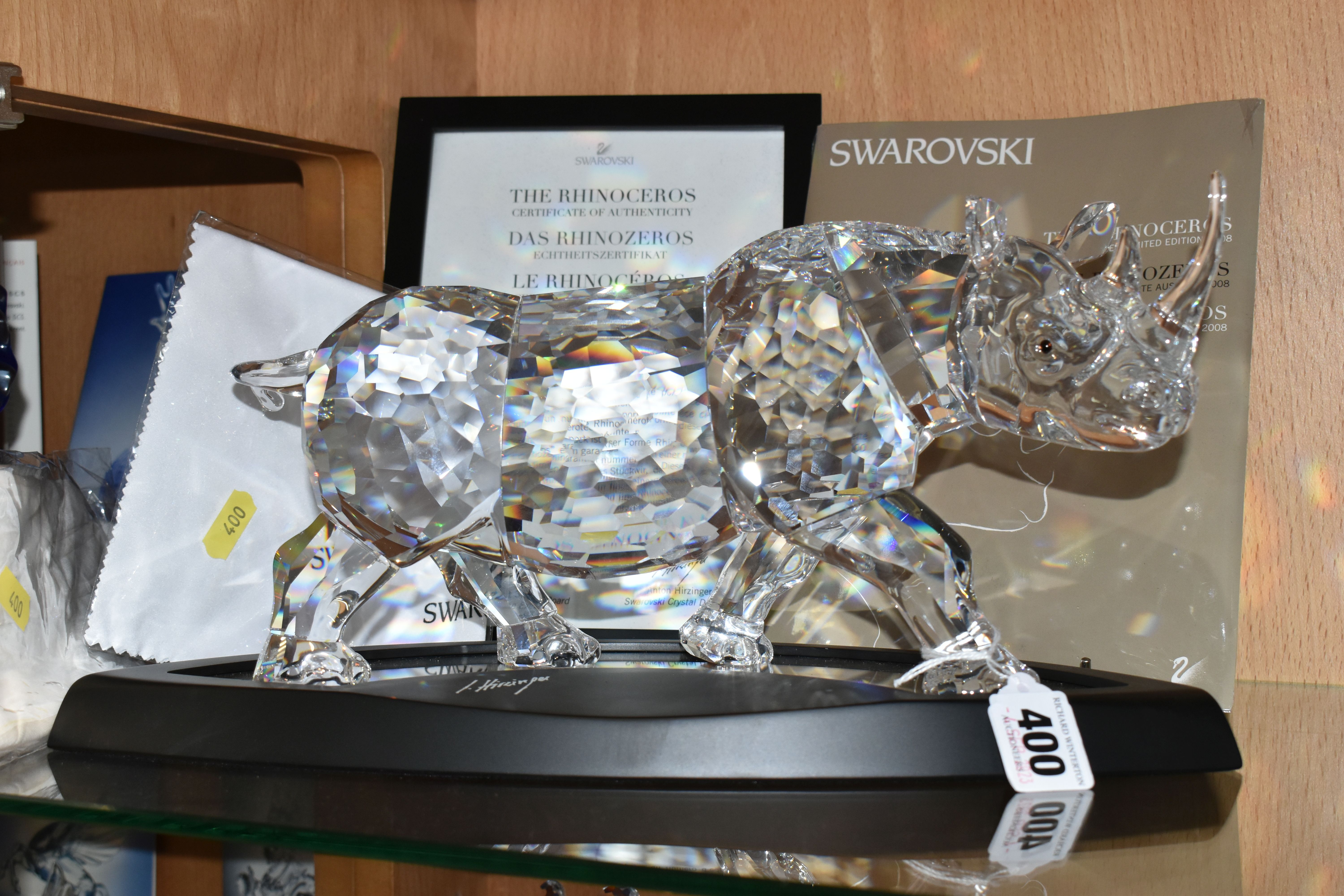 A CASED/OUTER BOX SWAROVSKI CRYSTAL LIMITED EDITION RHINO SCULPTURE, numbered 4825/10000 to - Image 5 of 8
