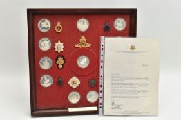 A QUEENS GUARDS COLLECTION OF TWELVE APPROX 40 gram silver proof medals by Birmingham Mint in a