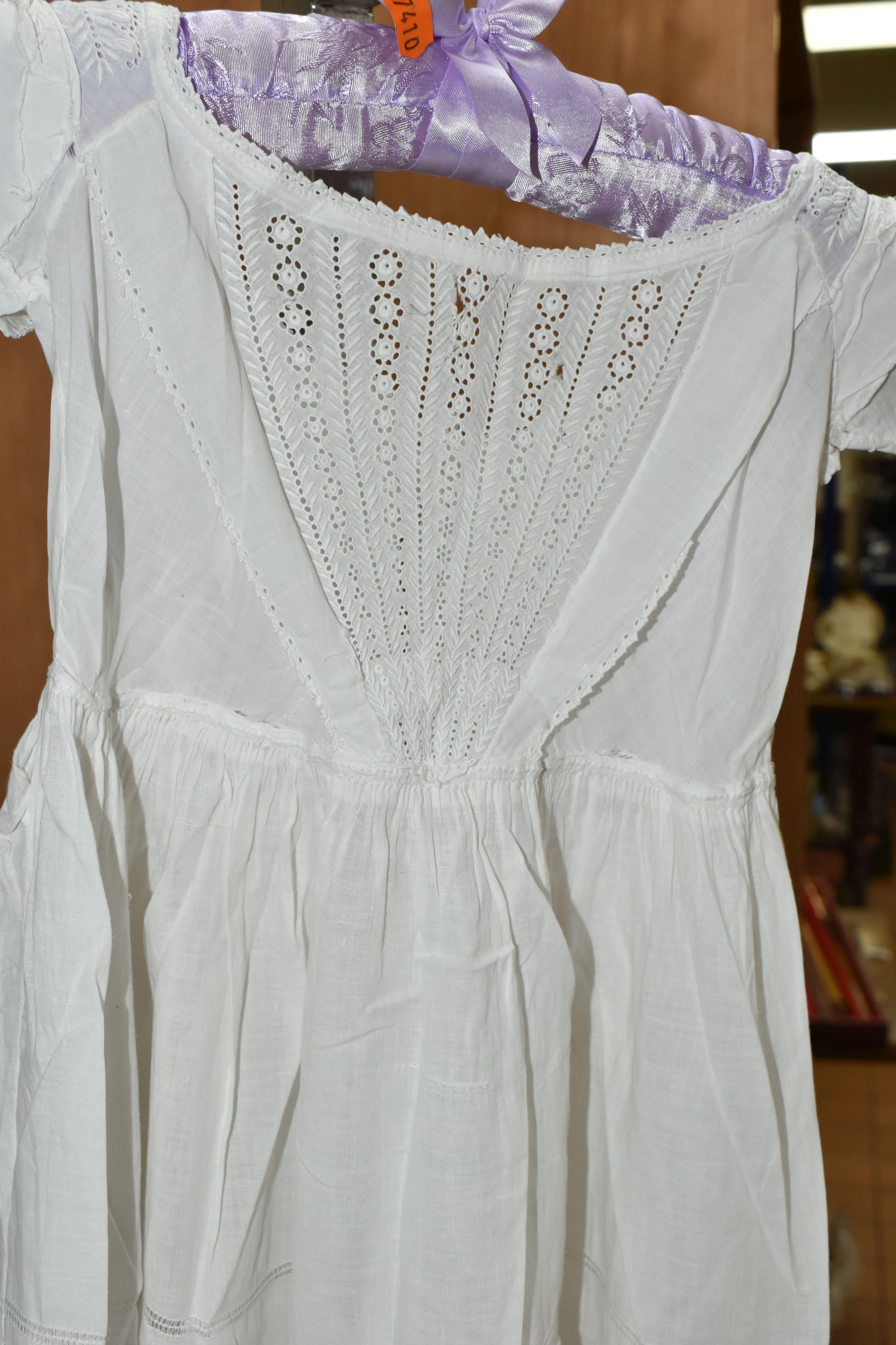 A VINTAGE WEDDING DRESS, bespoke dress with a court train, paisley design cream satin, long - Image 6 of 9