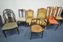 A SELECTION OF CHAIRS of various styles and ages, to include an early 20th century beech smokers