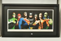 ALEX ROSS (AMERICAN CONTEMPORARY) 'ORIGINAL SEVEN' portraits of Green Lantern, Flash, Superman,