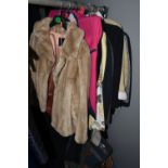 ONE BOX AND A GROUP OF LADIES CLOTHING, to include jackets, jackets, coats, faux fur, maker's