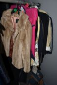 ONE BOX AND A GROUP OF LADIES CLOTHING, to include jackets, jackets, coats, faux fur, maker's