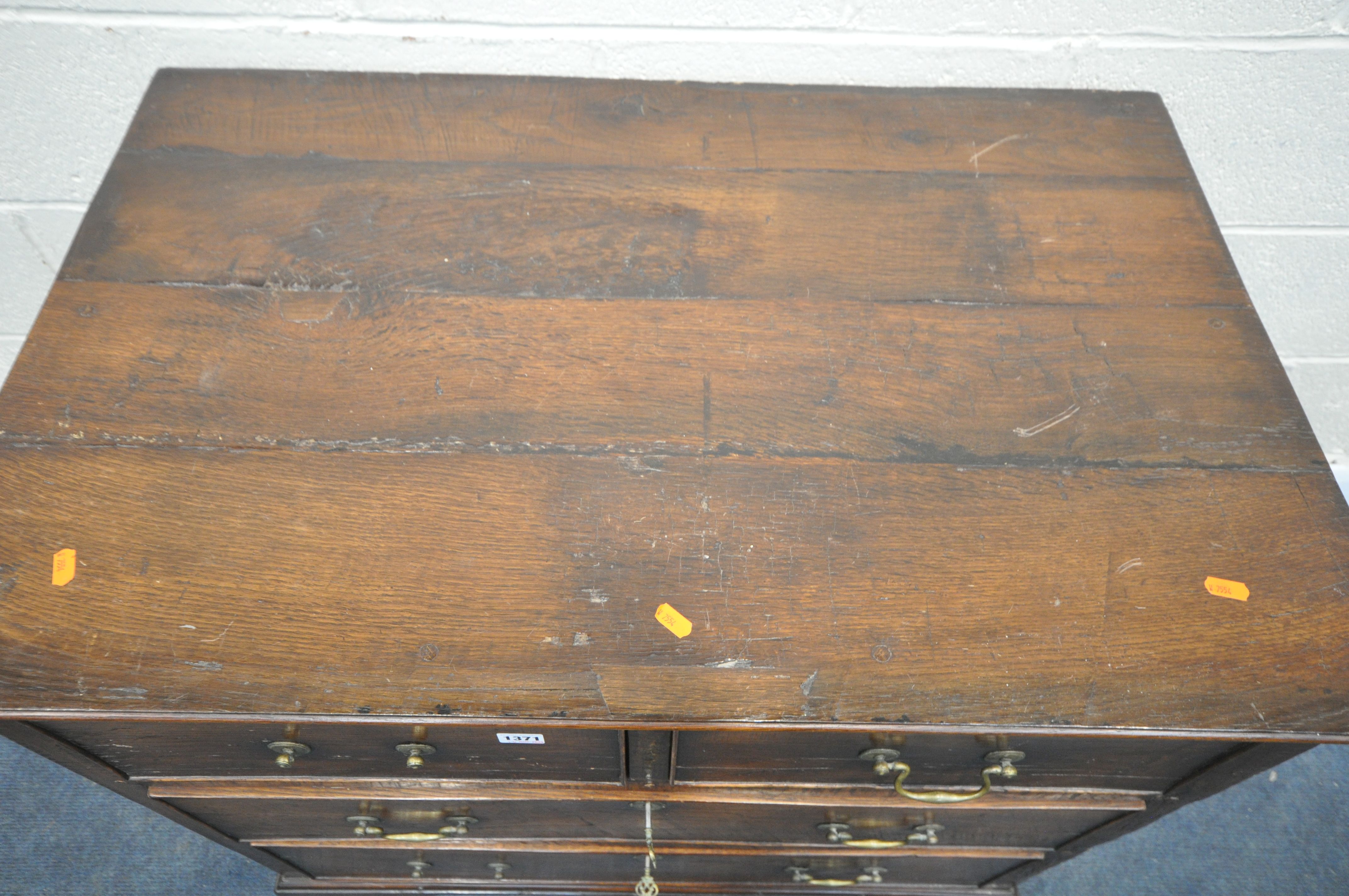 A GEORGIAN STYLE OAK CHEST OF TWO SHORT OVER TWO LONG DRAWERS, incorporating 18th century timbers, - Image 3 of 4