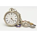 AN OPEN FACE POCKET WATCH, key wound movement, Roman numerals, subsidiary second dial, signed 'G.