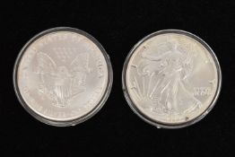 TWO COINS, to include two Liberty coins dated 1988 and 1990, diameters 39mm, approximate total