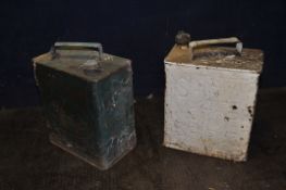 TWO VINTAGE FUEL CANS comprising of an Esso in original paint and an Esso brass cap and an
