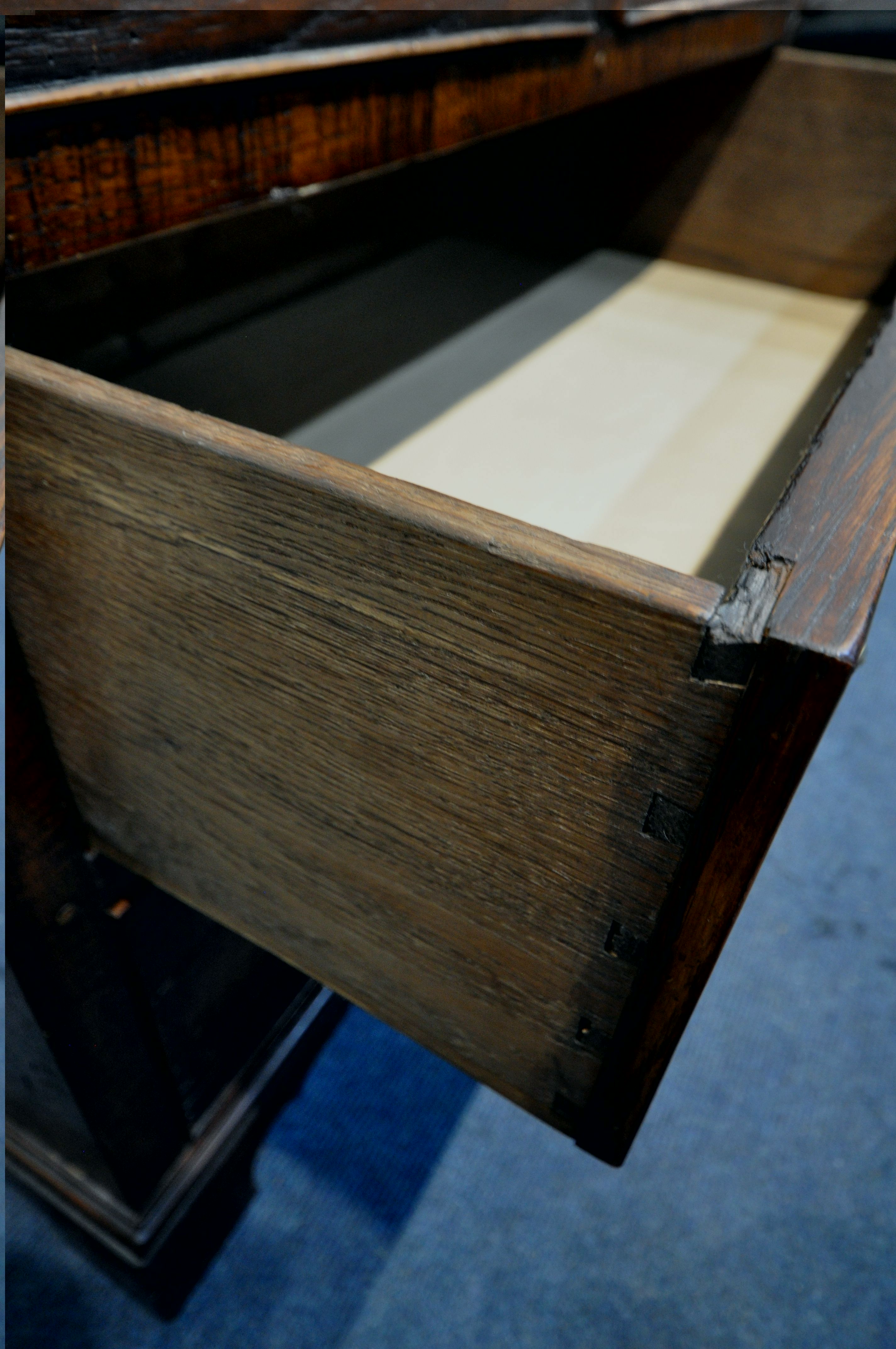 A GEORGIAN STYLE OAK CHEST OF TWO SHORT OVER TWO LONG DRAWERS, incorporating 18th century timbers, - Image 4 of 4