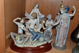 FIVE LLADRO FIGURES / GROUPS, comprising Siamese Dancer, no. 5593, sculpted by Vincente Martinez,