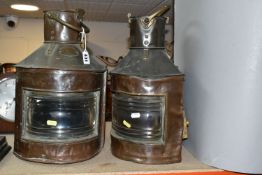 TWO EARLY 20TH CENTURY COPPER SHIP'S LANTERNS, both made by Telford, Grier & Mackay Ltd. Glasgow,