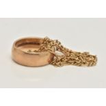 A 9CT GOLD WIDE BAND RING, polished band, approximate band width 6.6mm, hallmarked 9ct London,