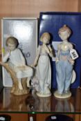 THREE LLADRO FIGURES, comprising a boxed limited edition Pocket Full Of Wishes no 7650, Collectors