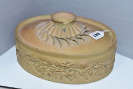 AN EARLY 19TH CENTURY WILSON CANEWARE OVAL GAME PIE TUREEN AND COVER, the cover with damaged oval