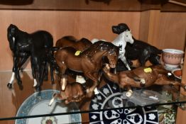 A GROUP OF HORSES, comprising a Royal Doulton Welsh Mare (both front legs broken and glued,