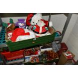 A COLLECTION OF CHRISTMAS ITEMS, to include four boxed trees, boxed and unboxed tree decorations,