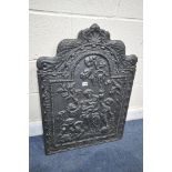 A 17TH CENTURY CAST IRON FIRE BACK, dated 1665, 59.5cm x 84cm (condition report: overpainted, and