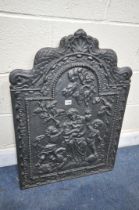 A 17TH CENTURY CAST IRON FIRE BACK, dated 1665, 59.5cm x 84cm (condition report: overpainted, and