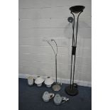 A SELECTION OF LIGHTING, to include two standard lamps, and five table lamps (7)