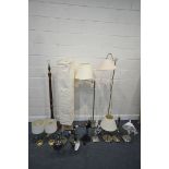 A SELECTION OF LIGHTING, to include three standard lamps, seven table lamps, three desk lamps, along