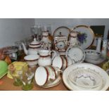 A COLLECTION OF CERAMICS AND GLASSWARE, comprising a Mason's 'Mandalay red' pattern mantel clock and