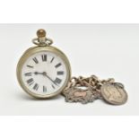 A 'WALTHAM' OPEN FACE POCKET WATCH, hand wound movement, Roman numerals, approximate case width