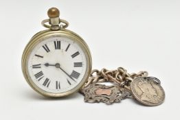 A 'WALTHAM' OPEN FACE POCKET WATCH, hand wound movement, Roman numerals, approximate case width