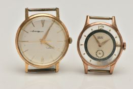 TWO WATCH HEADS, to include a gents manual wind, 'Henry 17 jewels Incabloc' watch head, round silver