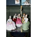 FIVE ROYAL DOULTON FIGURINES, comprising Clarissa HN2345, Sunday Morning HN2184 (repaired around