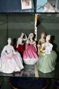 FIVE ROYAL DOULTON FIGURINES, comprising Clarissa HN2345, Sunday Morning HN2184 (repaired around