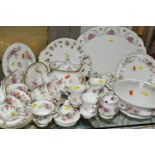 A COLLECTION OF ROYAL ALBERT TEA AND DINNER ITEMS, VARIOUS PATTERNS, including six Moss Rose pattern