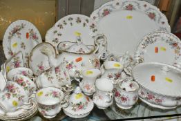 A COLLECTION OF ROYAL ALBERT TEA AND DINNER ITEMS, VARIOUS PATTERNS, including six Moss Rose pattern