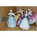 FIVE ROYAL DOULTON FIGURINES, comprising Enchantment HN2178, Leading Lady HN2269 (hairline from