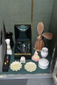 A COLLECTION OF CERAMICS, GLASS AND OTHER DECORATIVE ITEMS, comprising a Coalport Debutante 'Beth'