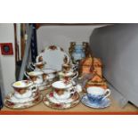 A ROYAL ALBERT 'OLD COUNTRY ROSES' PATTERN TEA SET, comprising a cake plate, milk jug, sugar bowl,