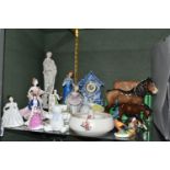 A GROUP OF ROYAL DOULTON, COALPORT, BESWICK, POOLE AND OTHER CERAMICS, to include Royal Doulton