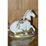 A ROYAL CROWN DERBY LIMITED EDITION PAPERWEIGHT, 'Mythical Unicorn', numbered 416/1750, the second