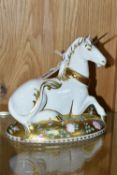 A ROYAL CROWN DERBY LIMITED EDITION PAPERWEIGHT, 'Mythical Unicorn', numbered 416/1750, the second