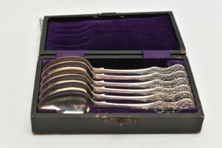 A SET OF SIX SCOTTISH SILVER TEA SPOONS, kings pattern, hallmarked 'William Coghill' Glasgow 1873,