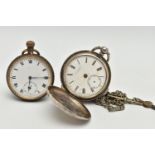 TWO POCKET WATCHES, the first an AF silver full hunter pocket watch, key wound, white dial signed '