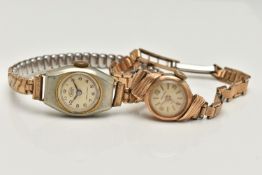 TWO LADYS WRISTWATCHES, the first a manual wind 'Hermes' round discoloured dial, alternating