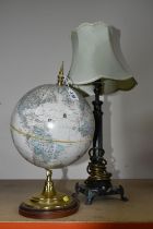 A 'REPLOGLE' DESK GLOBE, 9 inch diameter globe 'World Classic' series, height 40cm, together with