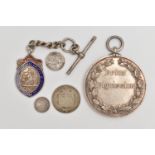 MEDALLION, FOB MEDAL AND COINS, to include a large white metal medallion 'Detur Dignissimo' reads '