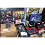 A BOX AND LOOSE TV, MUSIC AND ADVERTISING RELATED ITEMS, to include a Royal Selangor Lord of the