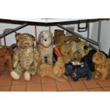 ONE BOX OF SOFT TOYS AND VINTAGE TEDDY BEARS, to include a large straw filled bear with