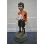 A VINTAGE DONATION BOX OF BOY IN A LEG BRACE, Action research for the crippled child charity, height