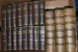 ONE BOX OF ANTIQUARIAN BOOKS comprising a three volume collection of The Plays of Shakespeare,