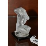 FLOREAL' LALIQUE,A FROSTED AND OPALESCENT GLASS FIGURE, of a naked kneeling woman supported by a