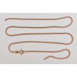 A 9CT GOLD SNAKE CHAIN, AF broken chain, fitted with a spring clasp, 9ct London import,
