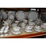 A SHELLY 2321 FLORAL PATTERN DINNER SET, comprising two covered tureens, gravy jug and stand,